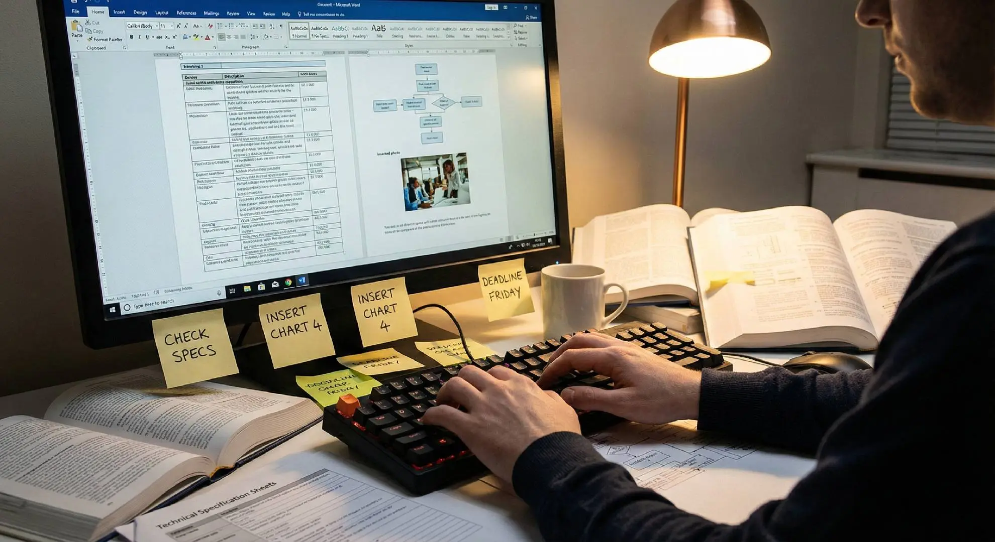 Reviewing RFP compliance requirements on tablet